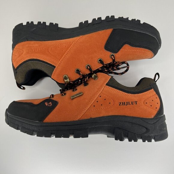 QI.Feng Hiking Burnt Orange Shoes Euro Size 44 Suede-Look Slip-Resistant Sneaker - Picture 7 of 11
